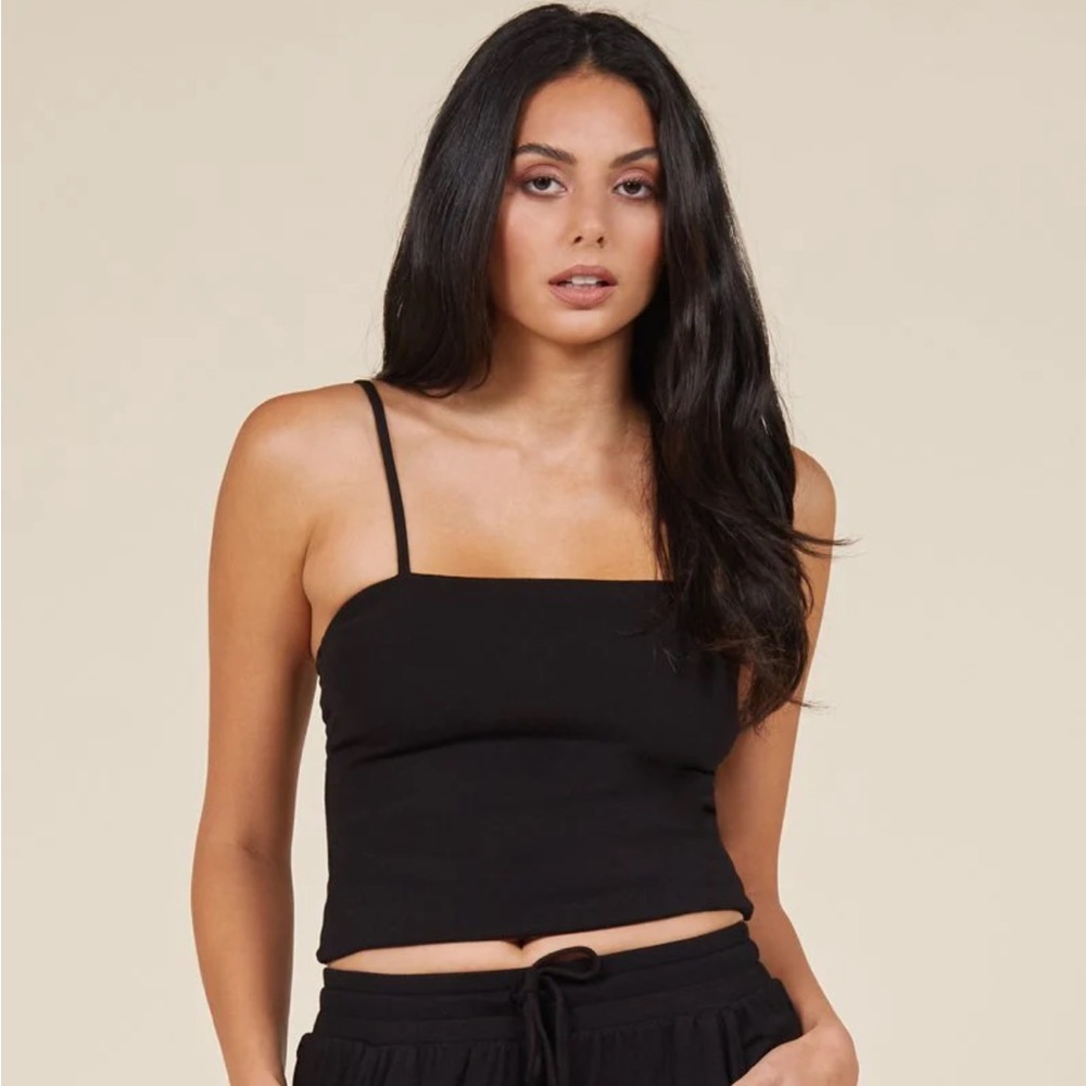 $64 LAmade BRANDI SCULPTING CAMI Black Small S NEW Tank Top Crop Cropped